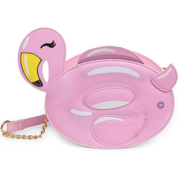 Betsey Johnson Kitsch Betsey Flamingo Floaty Small Crossbody Bag Pink New Sealed - Picture 4 of 13